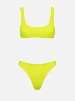 Klassischer Crinkle-Bikini für Damen in Neongelb, Naima Naomi