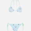 Klassischer Damen-Triangel-Bikini aus Seersucker Sagittarius Miami mit Aufnähern