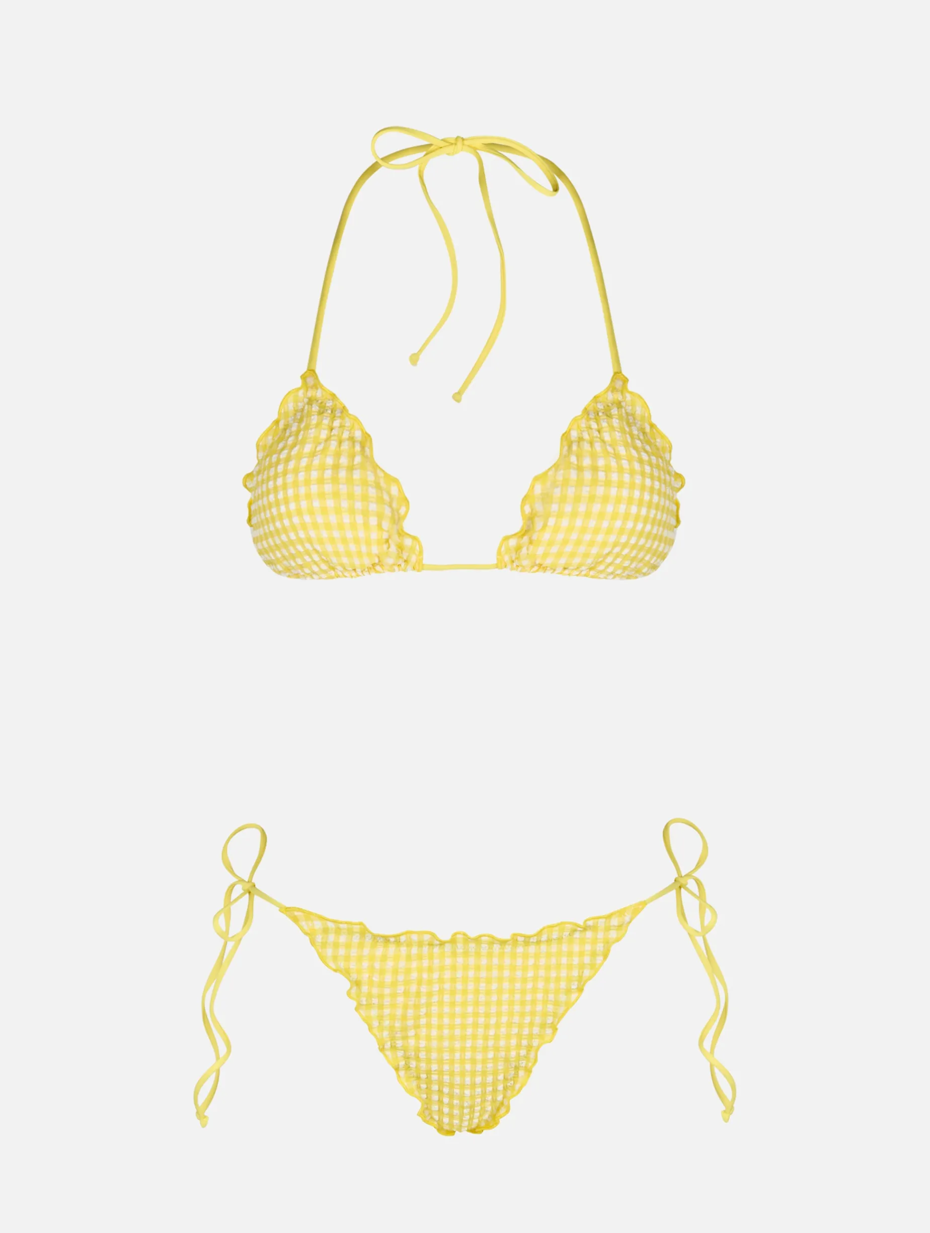Klassischer Damen-Triangel-Bikini aus Seersucker Sagittarius Miami
