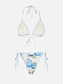 Klassischer Damen-Triangel-Bikini mit Blumenmotiv Schütze Miami