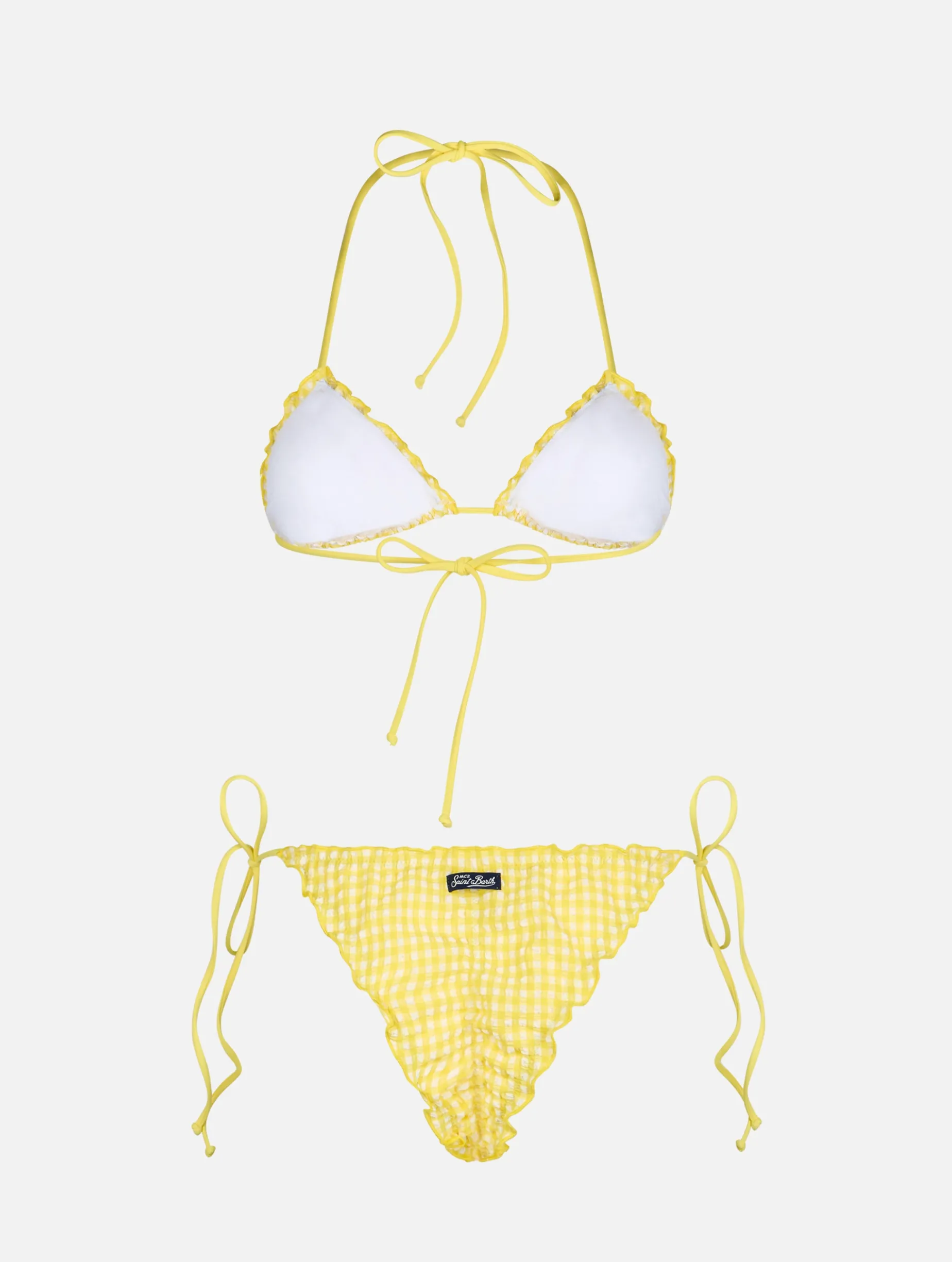 Klassischer Damen-Triangel-Bikini aus Seersucker Sagittarius Miami