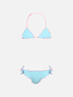 Klassischer Mädchen-Triangel-Bikini Cris mit geprägtem Herz-Print
