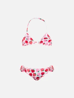 Klassischer Mädchen-Triangel-Bikini Cris mit Erdbeer-Print