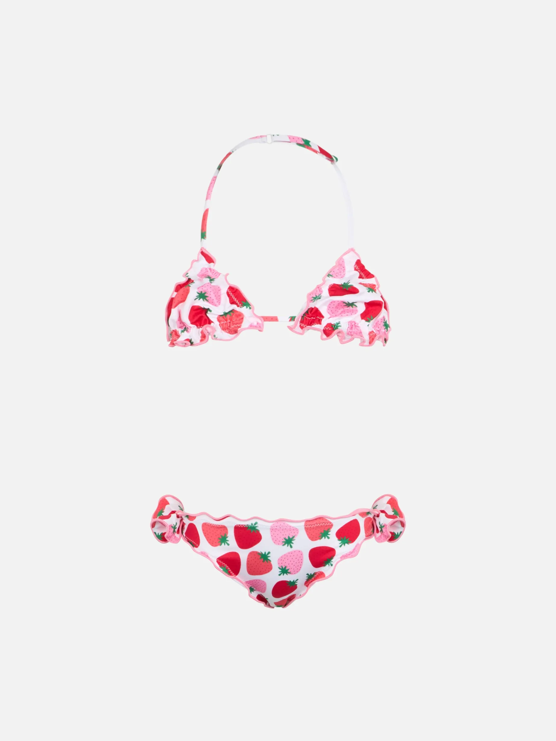Klassischer Mädchen-Triangel-Bikini Cris mit Erdbeer-Print