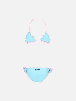Klassischer Mädchen-Triangel-Bikini Cris mit geprägtem Herz-Print