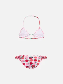 Klassischer Mädchen-Triangel-Bikini Cris mit Erdbeer-Print