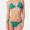 Klassischer Triangel-Bikini für Damen aus blaugrünem Lurex Sagittarius Miami