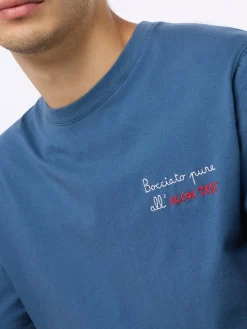 Klassisches Herren-T-Shirt Portofino aus Baumwolljersey mit Bocciato Pure All'Alcol Test-Stickerei