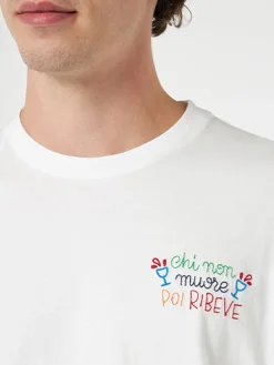 Klassisches Herren-T-Shirt „Portofino“ aus Baumwolljersey mit „Chi non muore poi ribeve“-Stickerei | INSULTI LUMINOSI SONDEREDITION