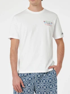 Klassisches Herren-T-Shirt „Portofino“ aus Baumwolljersey mit „Chi non muore poi ribeve“-Stickerei | INSULTI LUMINOSI SONDEREDITION