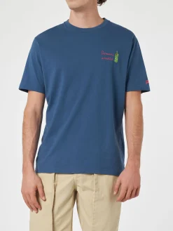 Klassisches Herren-T-Shirt Portofino aus Baumwolljersey mit Domani-Smetto-Stickerei
