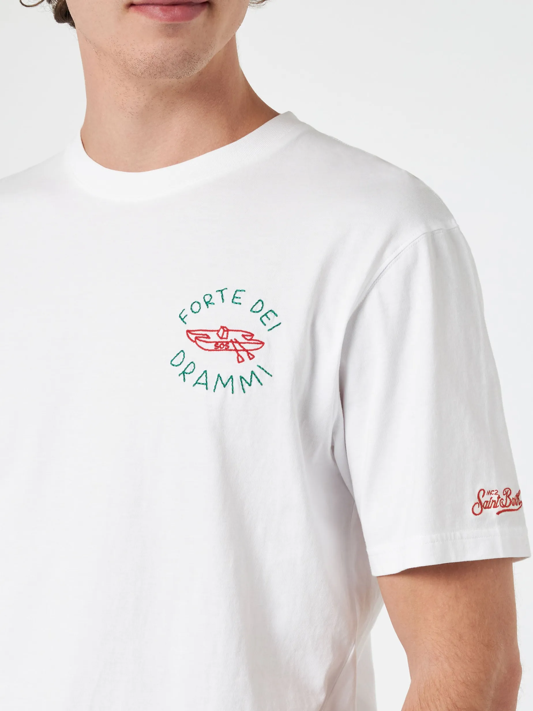 Klassisches Herren-T-Shirt „Portofino“ aus Baumwolljersey mit „Forte dei Drammi“-Stickerei | INSULTI LUMINOSI SONDEREDITION