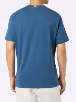 Klassisches Herren-T-Shirt Portofino aus Baumwolljersey mit Bocciato Pure All'Alcol Test-Stickerei