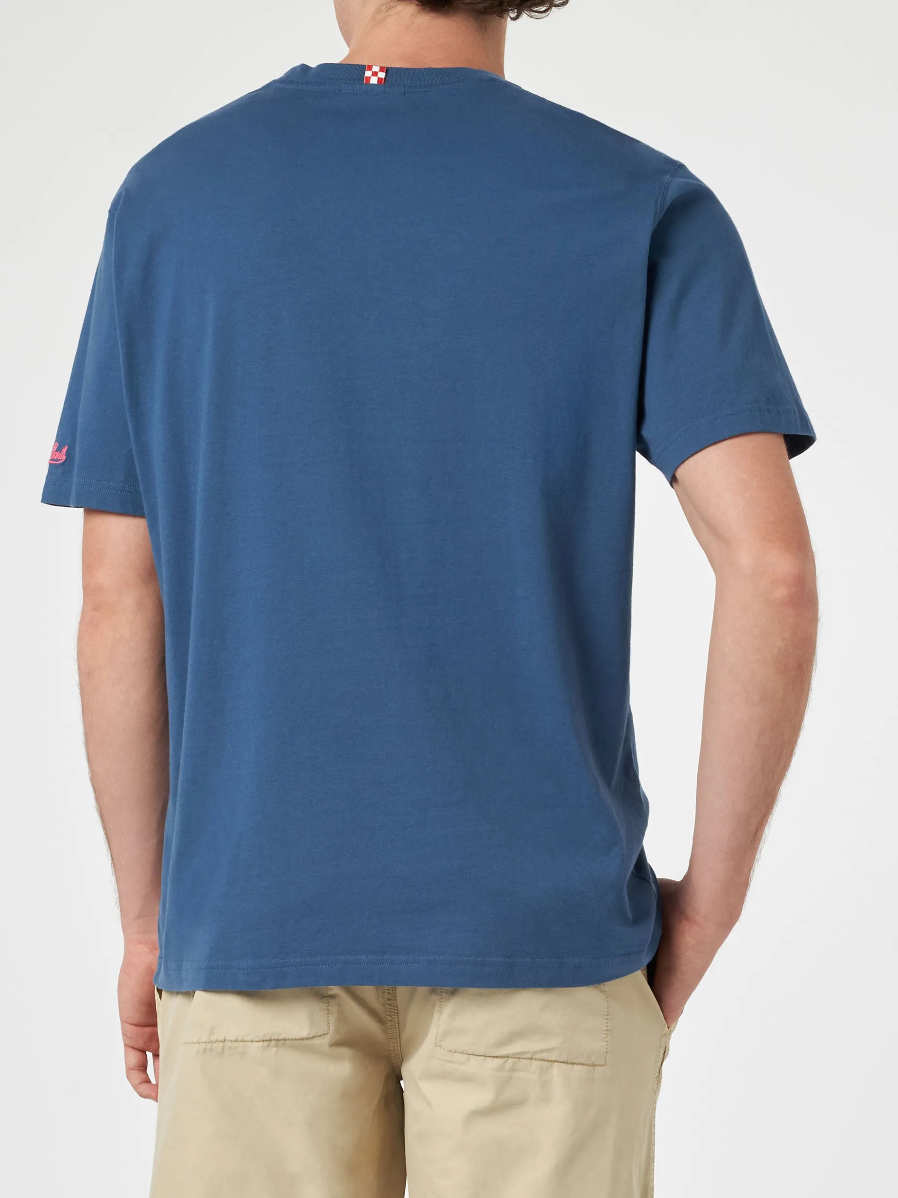 Klassisches Herren-T-Shirt Portofino aus Baumwolljersey mit Domani-Smetto-Stickerei
