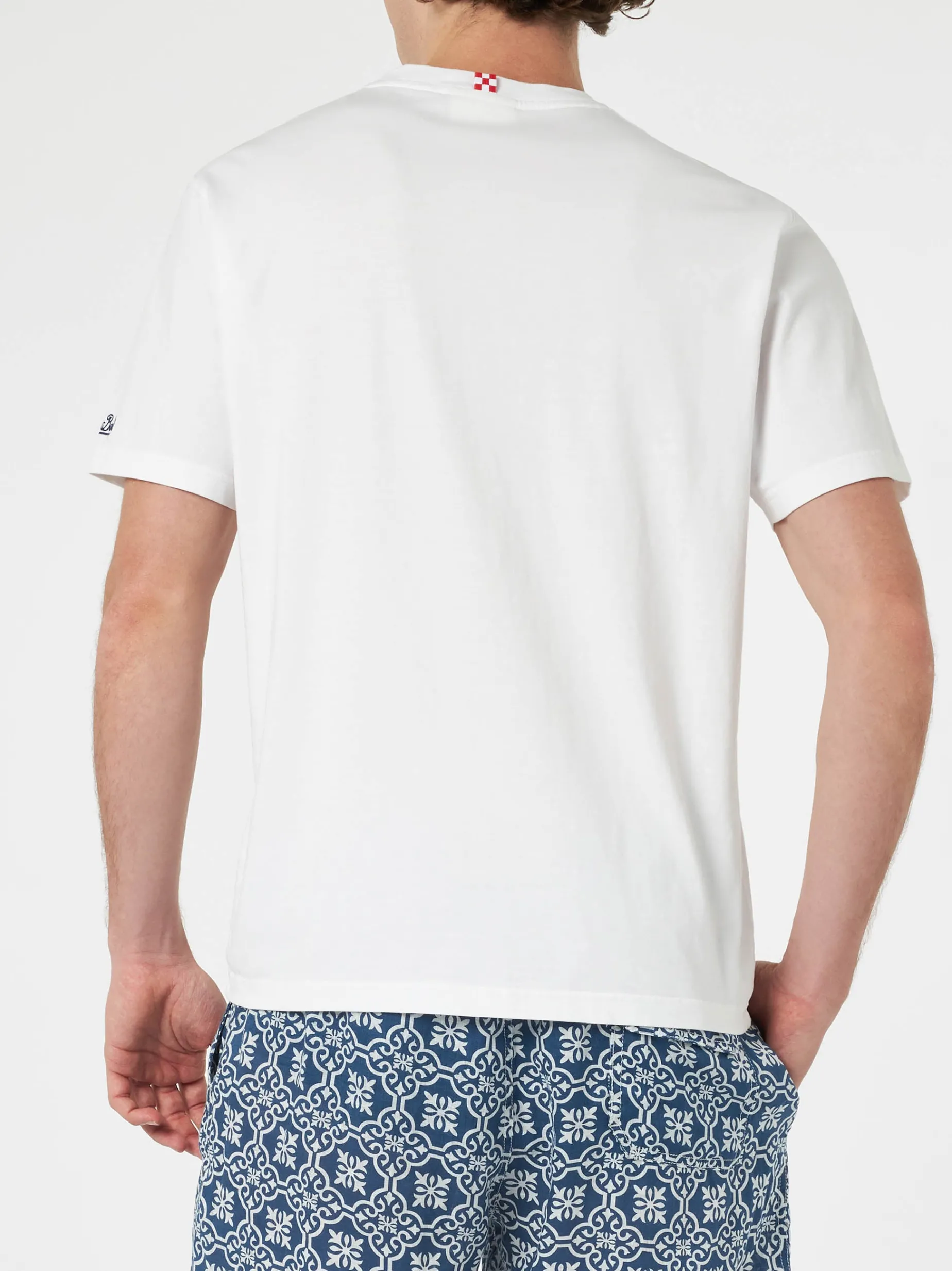 Klassisches Herren-T-Shirt „Portofino“ aus Baumwolljersey mit „Chi non muore poi ribeve“-Stickerei | INSULTI LUMINOSI SONDEREDITION