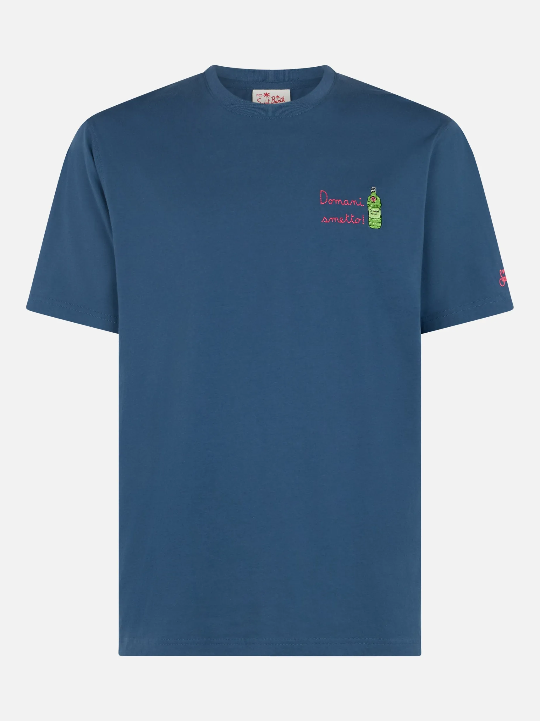 Klassisches Herren-T-Shirt Portofino aus Baumwolljersey mit Domani-Smetto-Stickerei