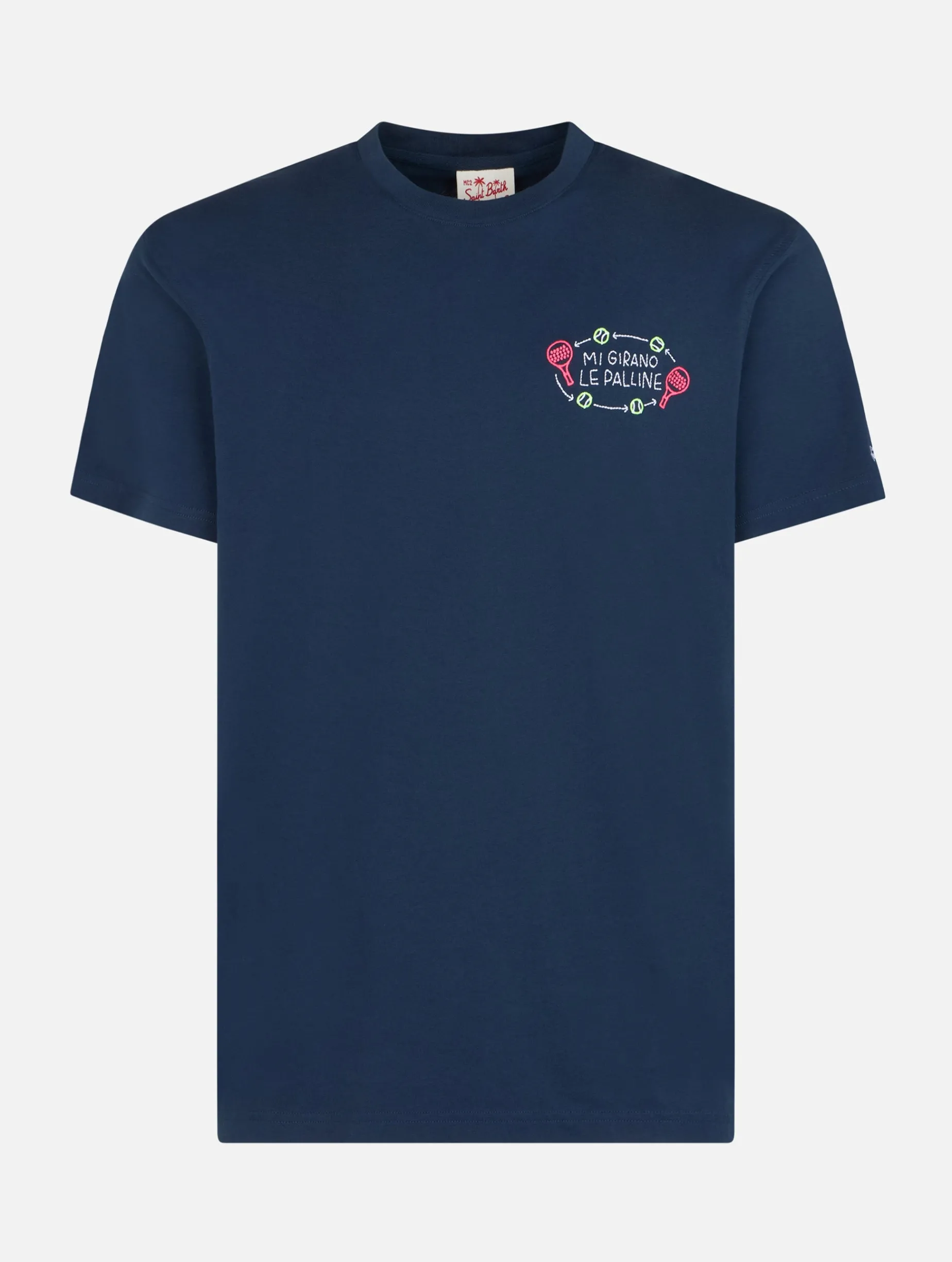 Klassisches Herren-T-Shirt aus Baumwolljersey „Portofino“ mit „Mi girano le palline“-Stickerei | INSULTI LUMINOSI SONDEREDITION
