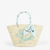 Kleine Strohtasche Kylie mit Stickerei und Paisley-Griffen
