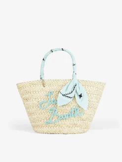 Kleine Strohtasche Kylie mit Stickerei und Paisley-Griffen