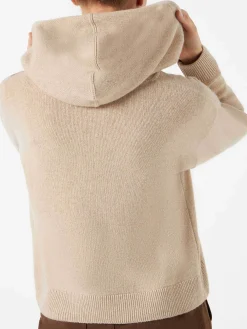 Kurz geschnittener Damen-Kapuzenpullover aus Strick mit „Day Off“-Stickerei