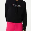 Kurz geschnittener Kapuzenpullover aus Strick mit St. Barth-Stickerei