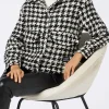 Kurz geschnittenes Damen-Overshirt mit Pied-de-Poul-Print
