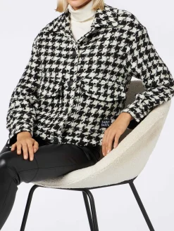 Kurz geschnittenes Damen-Overshirt mit Pied-de-Poul-Print