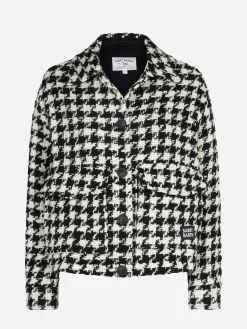 Kurz geschnittenes Damen-Overshirt mit Pied-de-Poul-Print