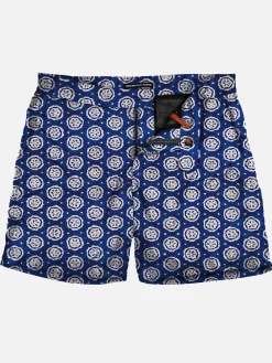 Kurze Herren-Badeshorts mit gefärbtem Aufdruck