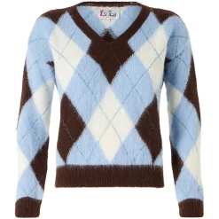 Kurzer Damenpullover mit Argyle-Muster