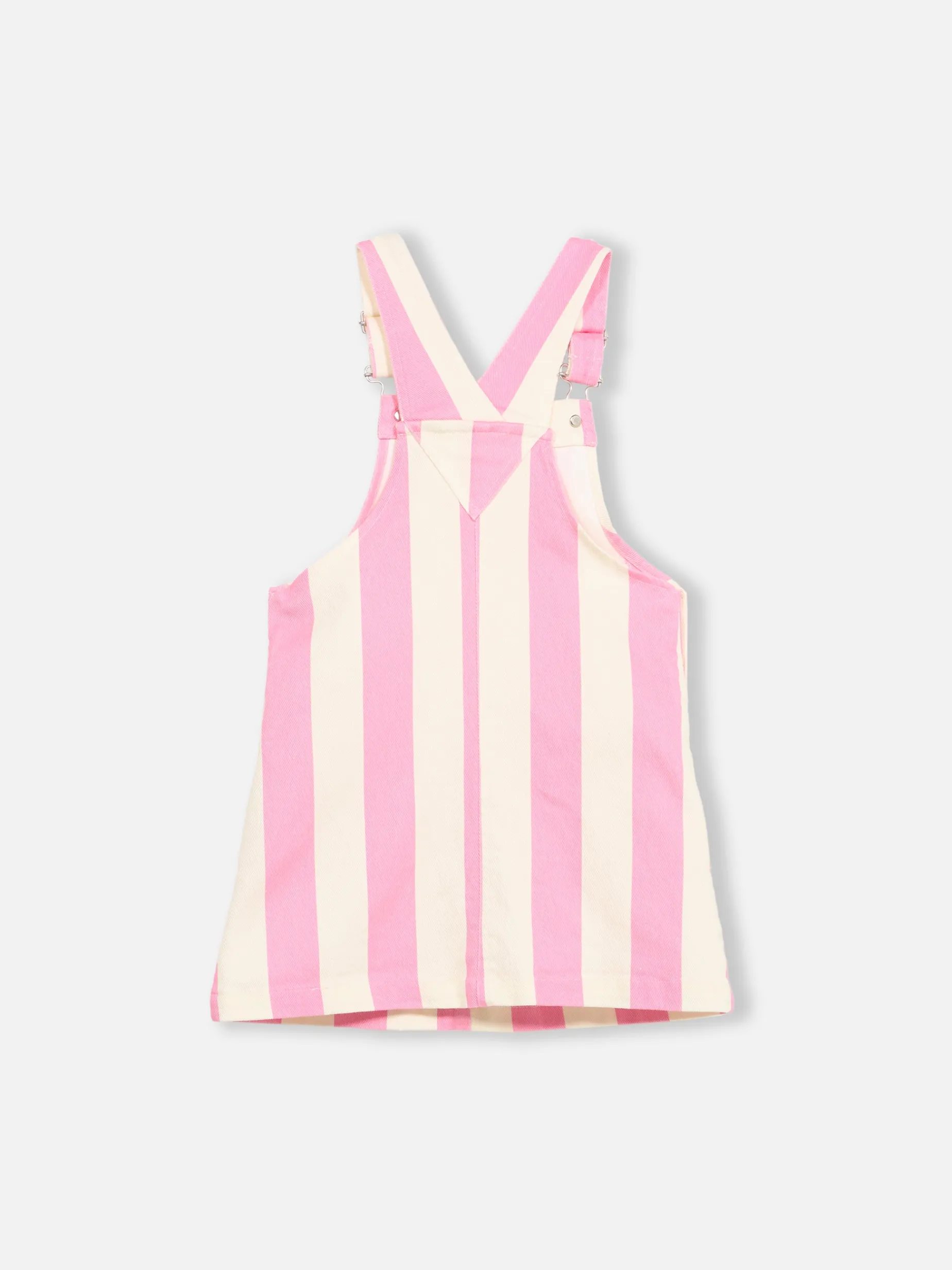 Kurzer Jeans-Overall mit rosa Streifen für Mädchen, Tecla Jr