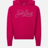 Kurzer Kapuzenpullover für Mädchen in Fuchsia mit Strasssteinen