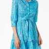 Kurzes Baumwollkleid Daisi mit Bandanna-Print und Stickereien
