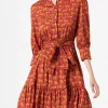 Kurzes Baumwollkleid Daisi mit Animalier-Print und Stickereien