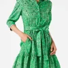 Kurzes Baumwollkleid Daisi mit Bandanna-Print und Stickereien