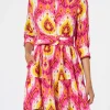 Kurzes Damenkleid aus Leinen Daisi mit Ikat-Print