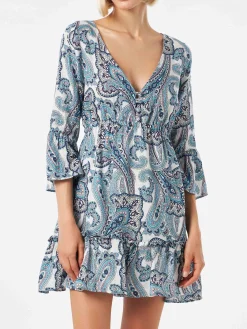 Kurzes Damenkleid mit Paisley-Print