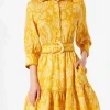 Kurzes Leinenkleid Daisi mit Paisley-Print