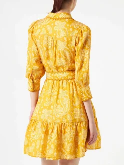 Kurzes Leinenkleid Daisi mit Paisley-Print
