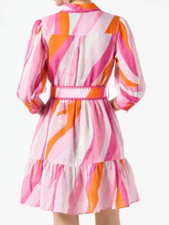 Kurzes Leinenkleid mit Wellenprint Daisi