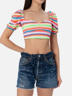 Kurzes Top aus Raschelstrick für Damen