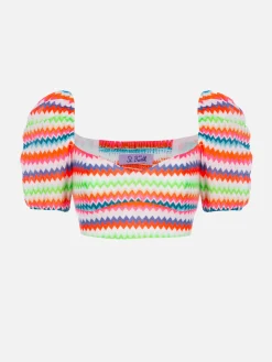 Kurzes Top aus Raschelstrick für Damen