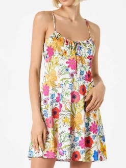 Kurzes Unterkleid für Damen Creamy mit Blumenprint