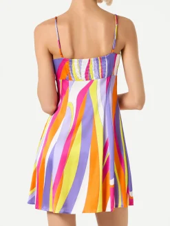 Kurzes Unterkleid für Damen Creamy mit Shape Wave-Print