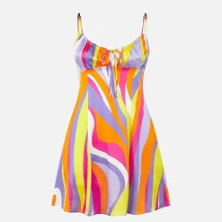 Kurzes Unterkleid für Damen Creamy mit Shape Wave-Print