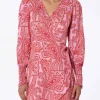 Kurzes Wickelkleid aus Leinen Brilly mit Paisley-Print