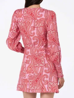 Kurzes Wickelkleid aus Leinen Brilly mit Paisley-Print