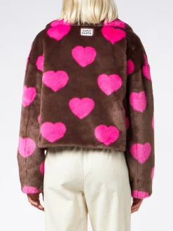 Kurzpelzjacke für Damen mit Herzprint
