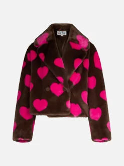 Kurzpelzjacke für Damen mit Herzprint