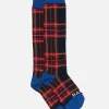 Lange Herrensocken mit blauem Schottenmuster